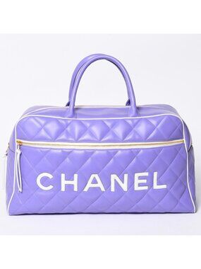 Chanel Boston Bag Sports Line Quilted Purple Gold